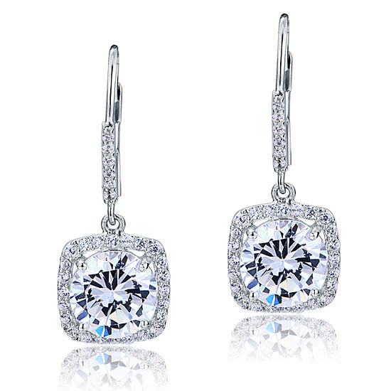 925 Sterling Silver Bridal Wedding Earrings Brilliant Simulated Diamond XFE8122
