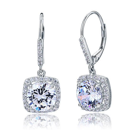 925 Sterling Silver Bridal Wedding Earrings Brilliant Simulated Diamond XFE8122