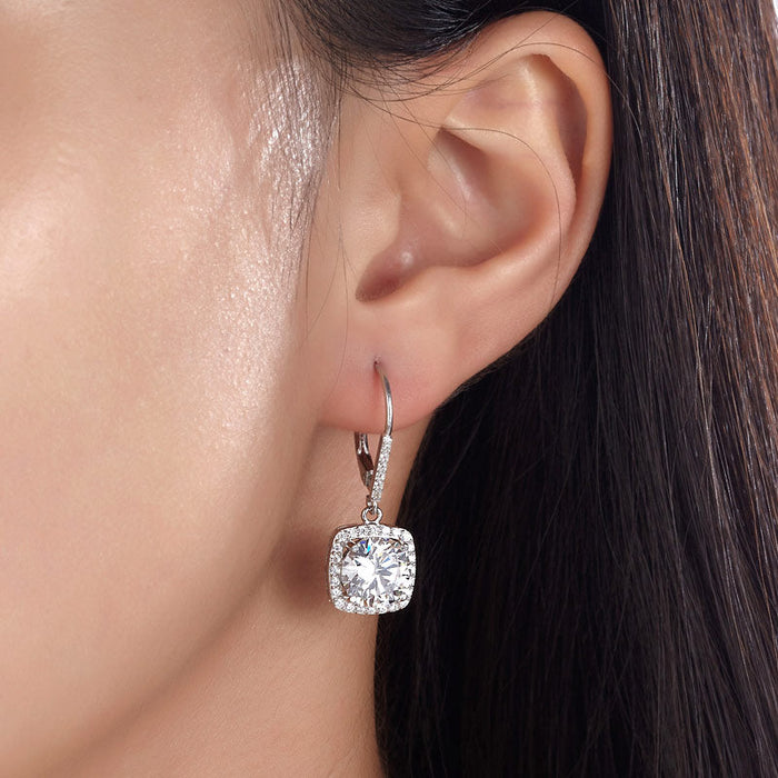 925 Sterling Silver Bridal Wedding Earrings Brilliant Simulated Diamond XFE8122