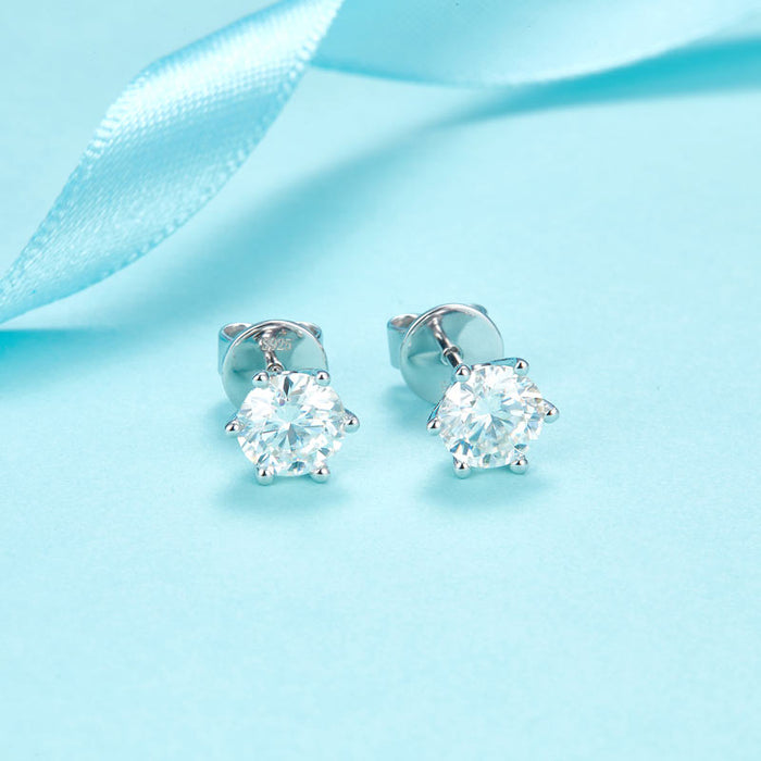 0.5 Carat Moissanite Diamond 6 Claws Stud Earrings 925 Sterling Silver MFE8203