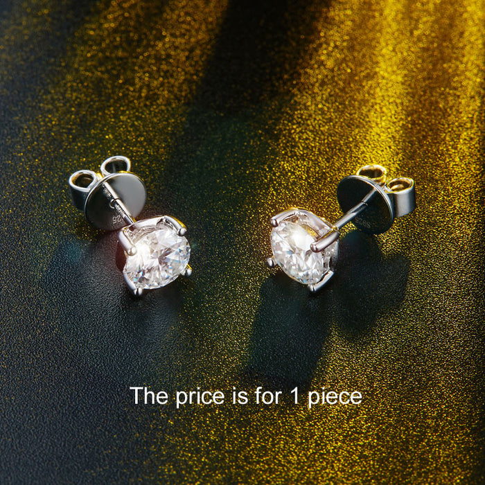 1 Carat Moissanite Diamond Men's Earrings (1 Piece) 925 Sterling Silver MFE8186