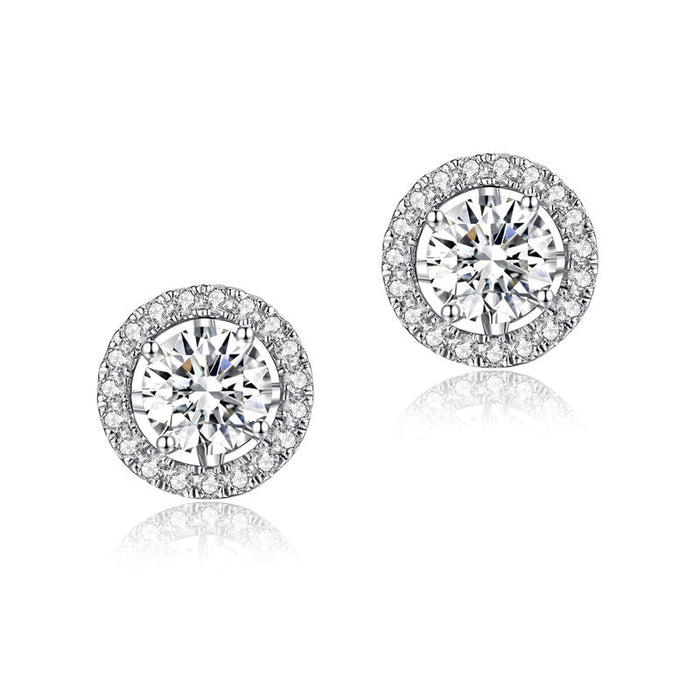 1 Carat Moissanite Diamond 4 Claws Stud Earrings 925 Sterling Silver MFE8187