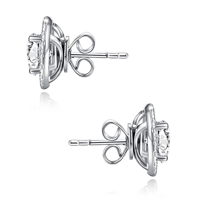 1 Carat Moissanite Diamond 4 Claws Stud Earrings 925 Sterling Silver MFE8187