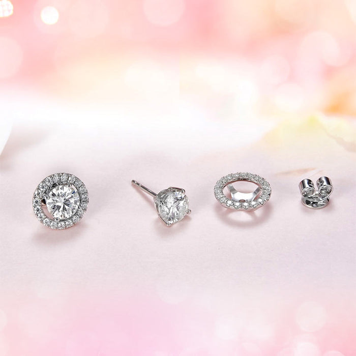 1 Carat Moissanite Diamond 4 Claws Stud Earrings 925 Sterling Silver MFE8187