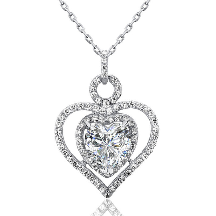 3 Carat Simulated Diamond 925 Sterling Silver Heart Pendant Necklace XFN8010