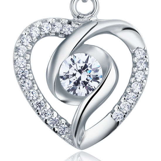 Simulated Diamond Heart 925 Sterling Silver Pendant Necklace XFN8032