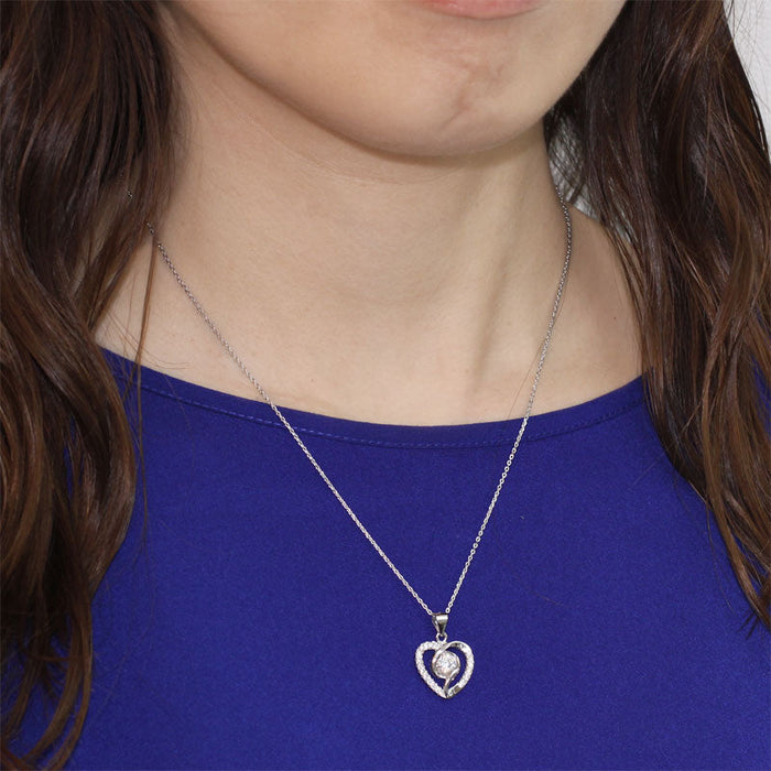 Simulated Diamond Heart 925 Sterling Silver Pendant Necklace XFN8032