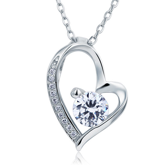 1 Carat Simulated Diamond Heart 925 Sterling Silver Pendant Necklace XFN8033