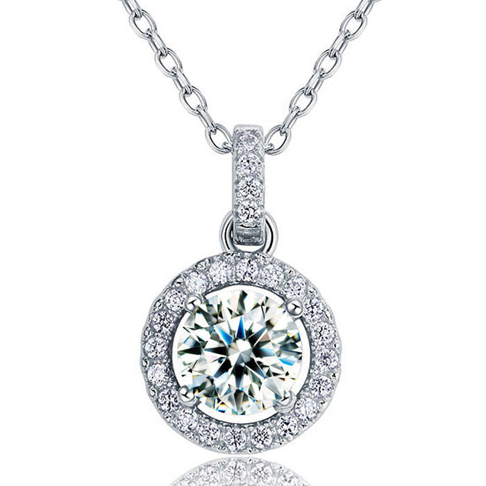 1 Carat Round Cut Simulated Diamond Bridal 925 Sterling Silver Pendant Necklace XFN8037