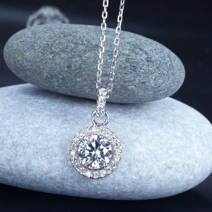 1 Carat Round Cut Simulated Diamond Bridal 925 Sterling Silver Pendant Necklace XFN8037