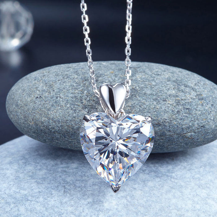 Heart Simulated Diamond Pendant Necklace 925 Sterling Silver Bridesmaid Wedding Jewelry XFN8043