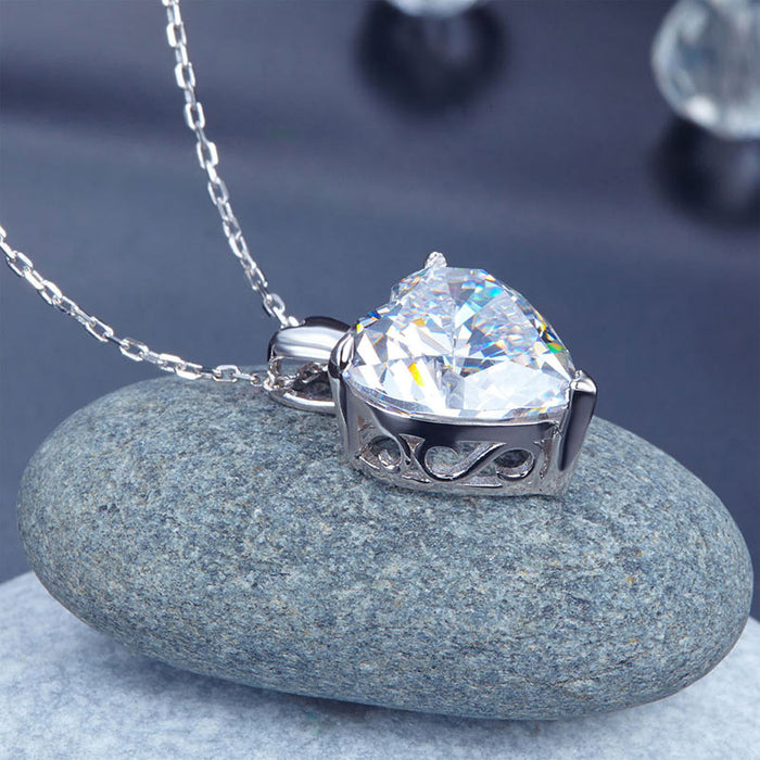 Heart Simulated Diamond Pendant Necklace 925 Sterling Silver Bridesmaid Wedding Jewelry XFN8043