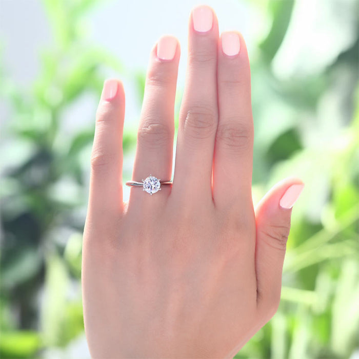 1 Carat Simulated Diamond Engagement Ring 925 Sterling Silver Classic 6 Claws XFR8316