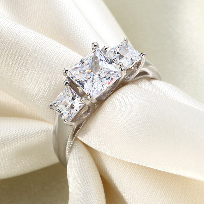 1.5 Carat 3-Stones Simulated Diamond 925 Sterling Silver Wedding Anniversary Ring XFR8008