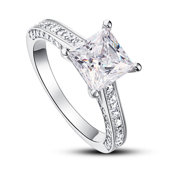 1.5 Carat Princess Cut Simulated Diamond 925 Sterling Silver Wedding Engagement Ring XFR8009