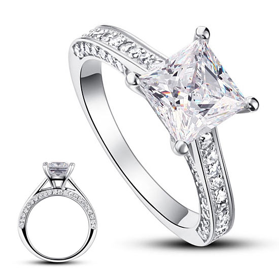1.5 Carat Princess Cut Simulated Diamond 925 Sterling Silver Wedding Engagement Ring XFR8009