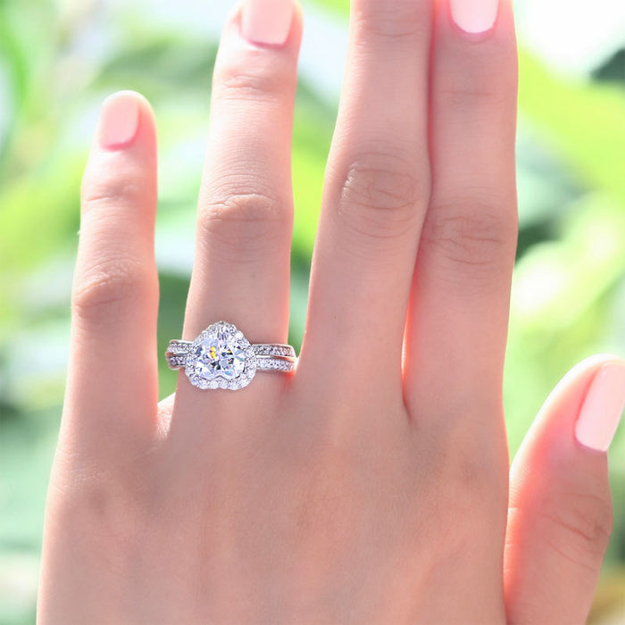 2 Carat Heart Cut Simulated Diamond 925 Sterling Silver Wedding Anniversary Ring XFR8011