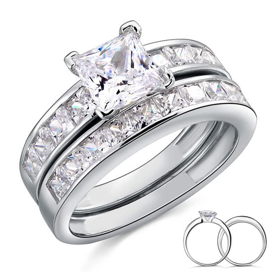 1 Ct Simulated Diamond 925 Sterling Silver Wedding Engagement Ring Set XFR8020