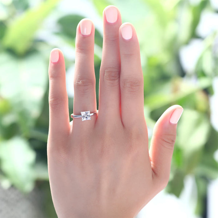 1 Carat Princess Simulated Diamond Engagement Sterling 925 Silver Ring XFR8025