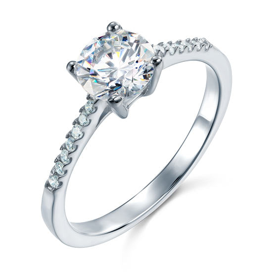 Simulated Diamond Sterling 925 Silver Engagement Ring XFR8030