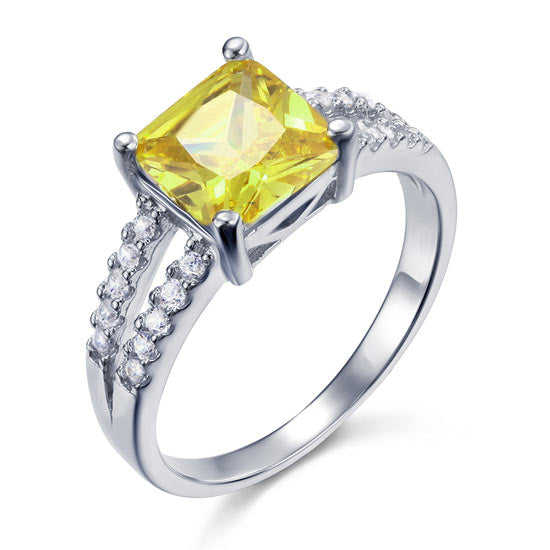 Yellow Canary Colour 2 Carat Simulated Diamond Sterling Silver 925 Ring XFR8033