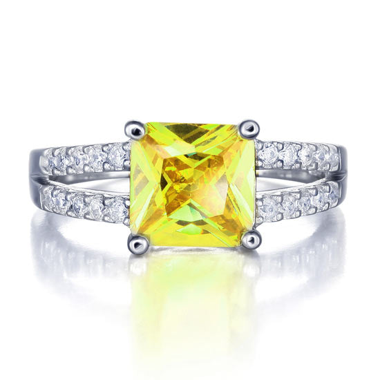 Yellow Canary Colour 2 Carat Simulated Diamond Sterling Silver 925 Ring XFR8033