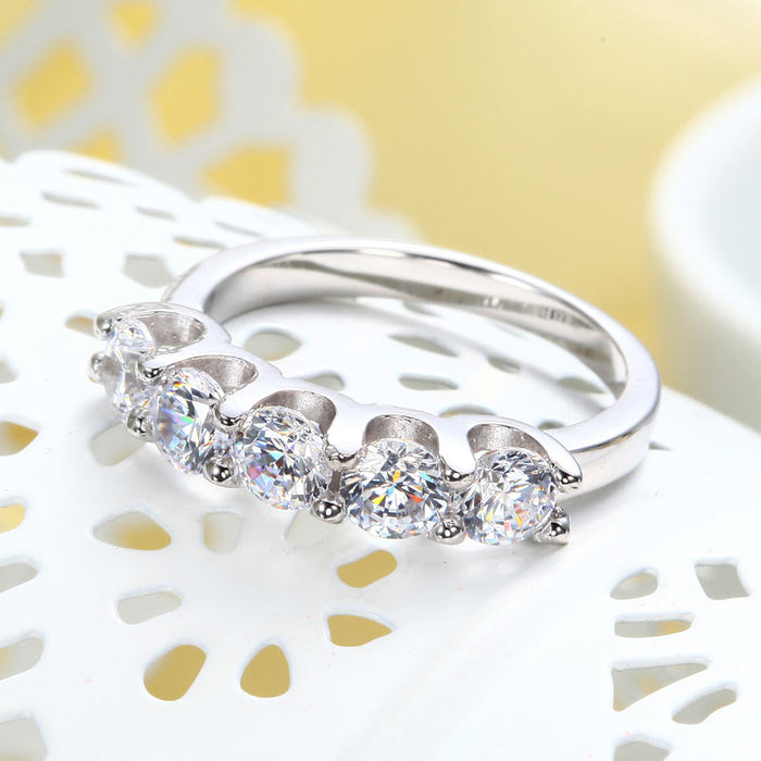 1.25 Carat Five Stone Simulated Diamond Solid Sterling 925 Silver Bridal Ring XFR8039