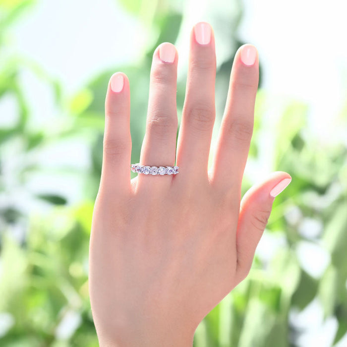 1.75 Carat Seven Stone Solid 925 Sterling Silver Wedding Ring Jewelry XFR8043