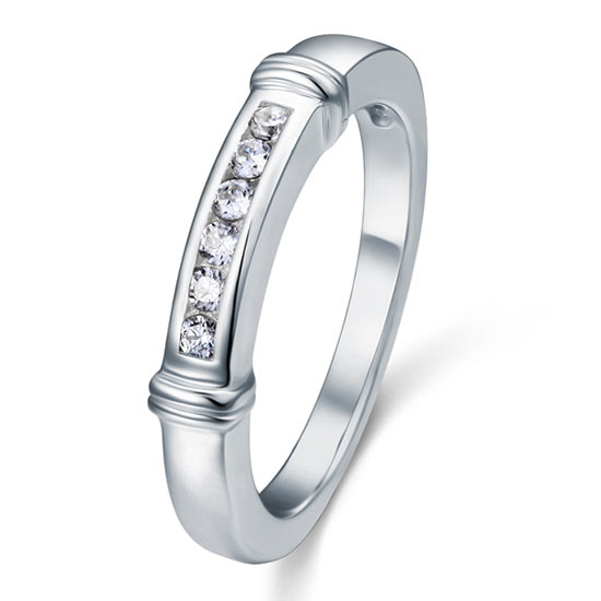Simulated Diamond Solid Sterling 925 Silver Wedding Ring XFR8044
