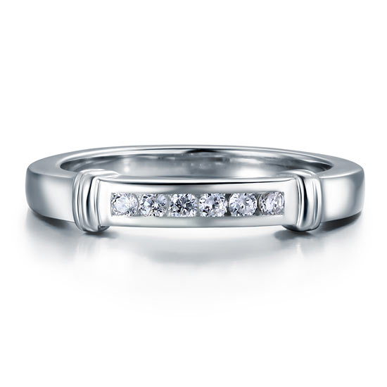 Simulated Diamond Solid Sterling 925 Silver Wedding Ring XFR8044