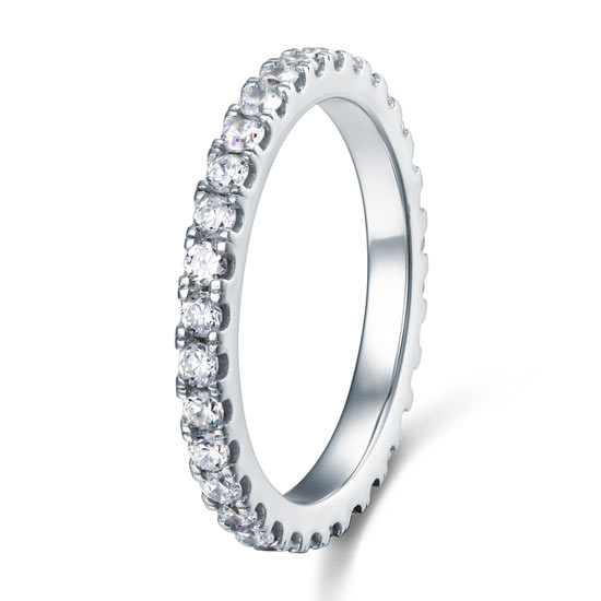Eternity Ring Simulated Diamond Solid Sterling 925 Silver Wedding Band XFR8045