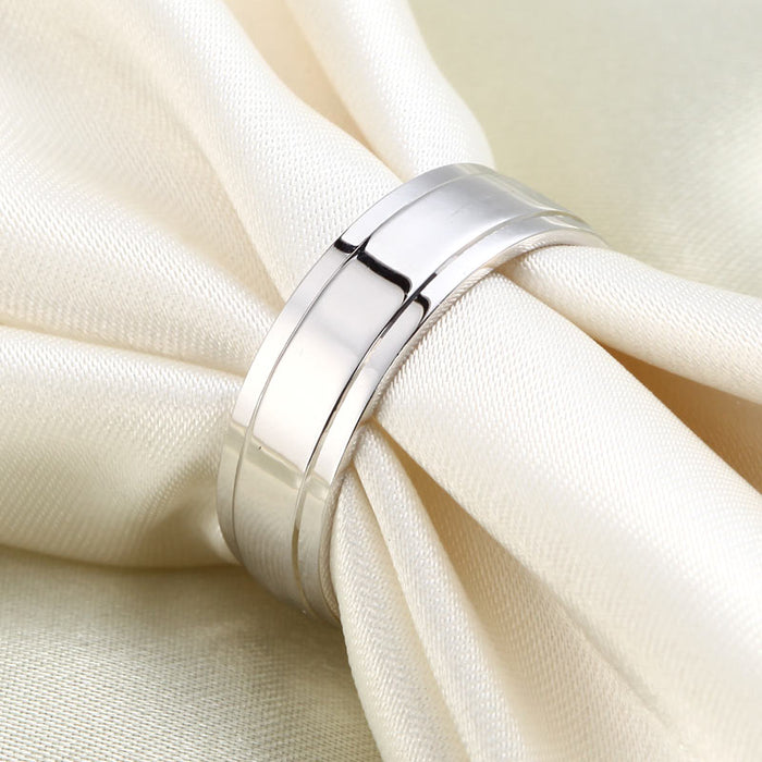 Men's Solid Sterling 925 Silver Wedding Band Ring XFR8055