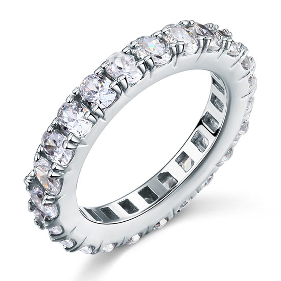 Oval Cut Eternity Solid Sterling 925 Silver Simulated Diamond Ring XFR8059