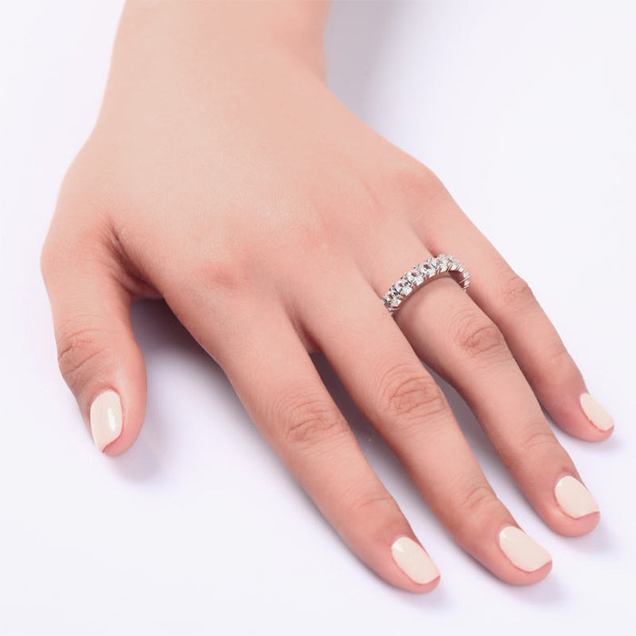 Oval Cut Eternity Solid Sterling 925 Silver Simulated Diamond Ring XFR8059