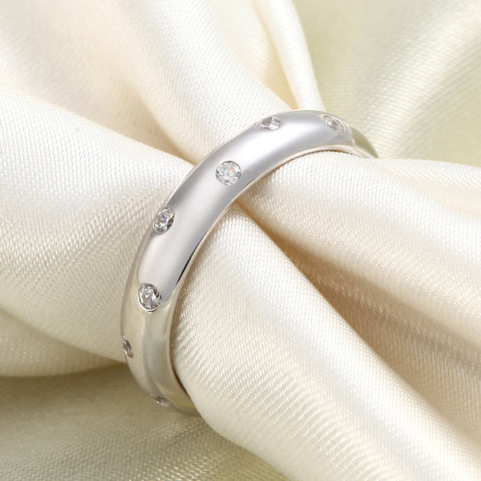 Simulated Diamond Wedding Band Solid Sterling 925 Silver Ring XFR8060