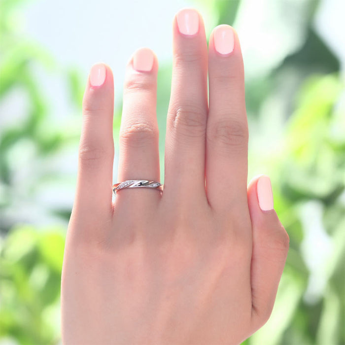 Simulated Diamond Solid Sterling 925 Silver Twist Ring XFR8064