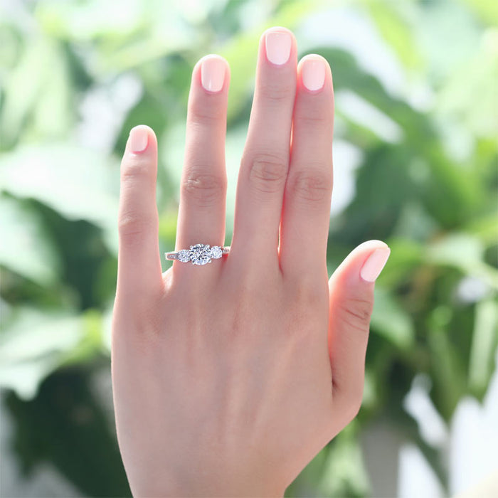 3 Stone Simulated Diamond Solid Sterling 925 Silver Ring XFR8065