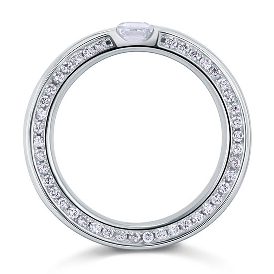 Princess Cut Simulated Diamond Solid Sterling 925 Silver Ring XFR8074