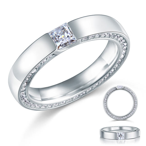Princess Cut Simulated Diamond Solid Sterling 925 Silver Ring XFR8074