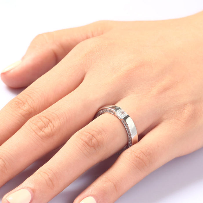 Princess Cut Simulated Diamond Solid Sterling 925 Silver Ring XFR8074