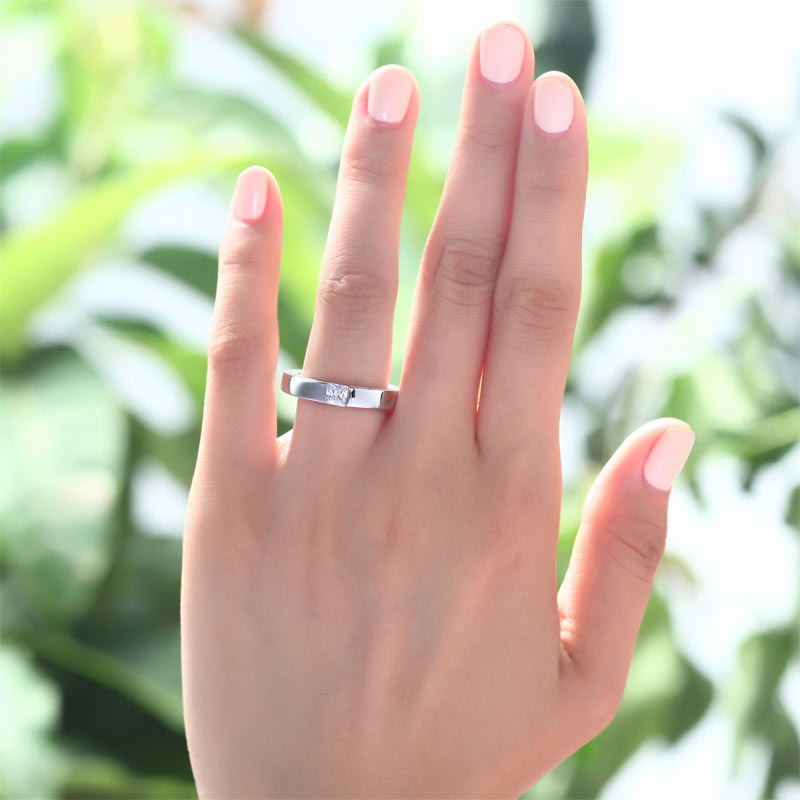 Princess Cut Simulated Diamond Solid Sterling 925 Silver Ring XFR8074