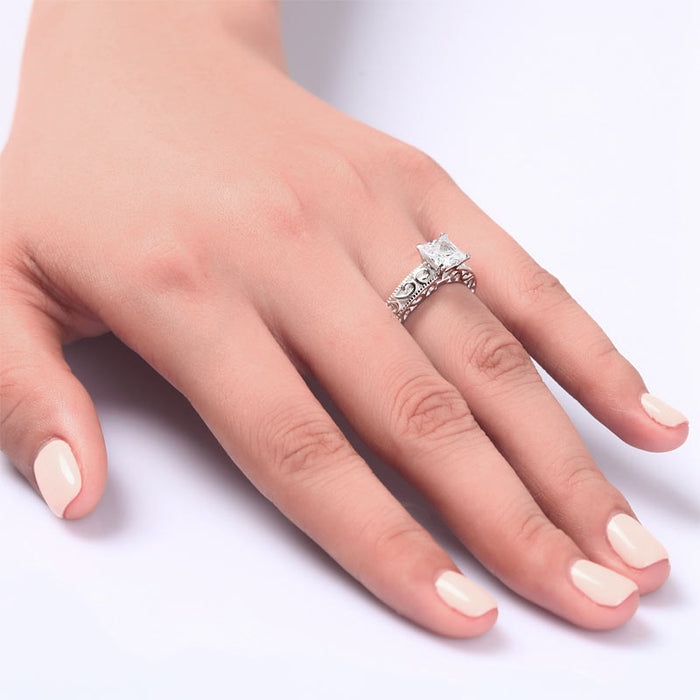 Vintage Style 1 Carat Simulated Diamond Solid 925 Sterling Silver Wedding Engagement Ring XFR8076