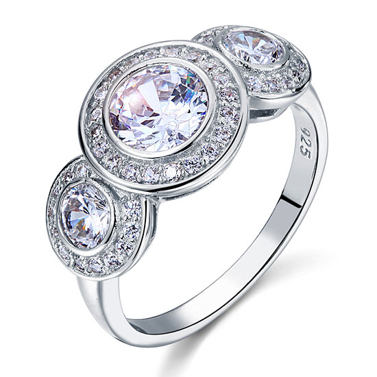 Art Deco 2.5 Carat Simulated Diamond Solid 925 Sterling Silver Wedding Engagement Ring XFR8089