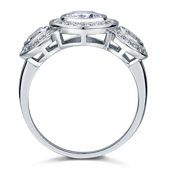 Art Deco 2.5 Carat Simulated Diamond Solid 925 Sterling Silver Wedding Engagement Ring XFR8089
