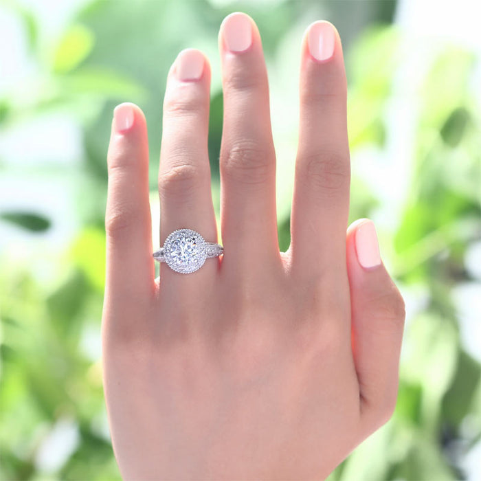 Vintage Style 2 Carat Simulated Diamond Solid 925 Sterling Silver Wedding Engagement Ring XFR8090