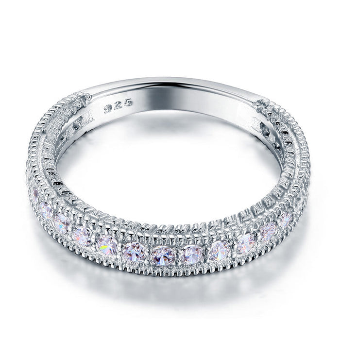 Vintage Style Art Deco Simulated Diamond Solid Sterling 925 Silver Band Wedding Eternity Ring XFR8099
