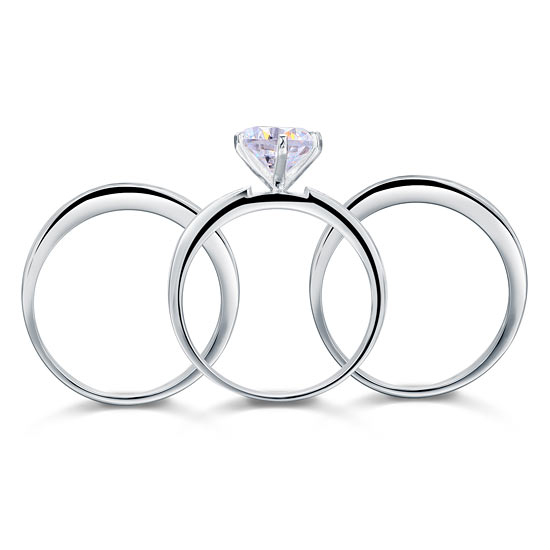 2 Ct Simulated Diamond 925 Sterling Silver Wedding Engagement Ring Set 3-Pcs XFR8101