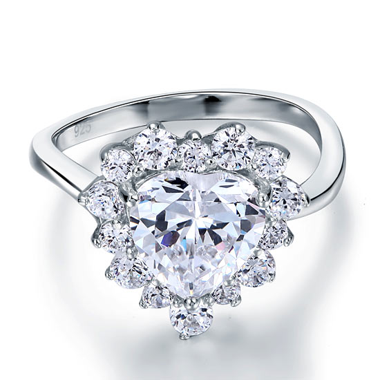2.5 Carat Heart Cut 925 Sterling Silver Wedding Promise Engagement Ring XFR8106