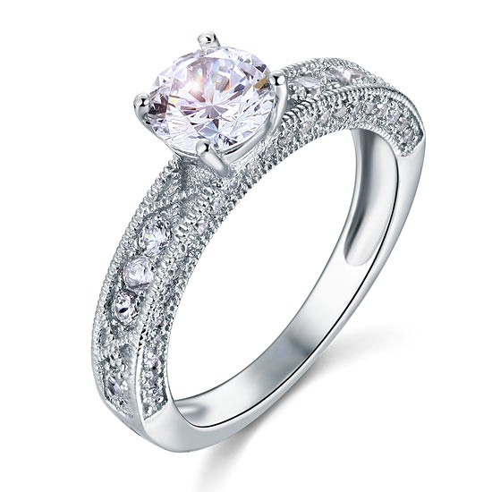 Vintage Style 1.25 Carat Simulated Diamond Solid 925 Sterling Silver Bridal Wedding Engagement Ring Jewelry XFR8110