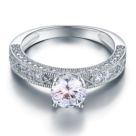 Vintage Style 1.25 Carat Simulated Diamond Solid 925 Sterling Silver Bridal Wedding Engagement Ring Jewelry XFR8110